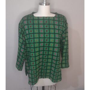 Unique 60's 70s Womens Homemade Shirt Hippie, Mod Forest Green Knit Womens VTG